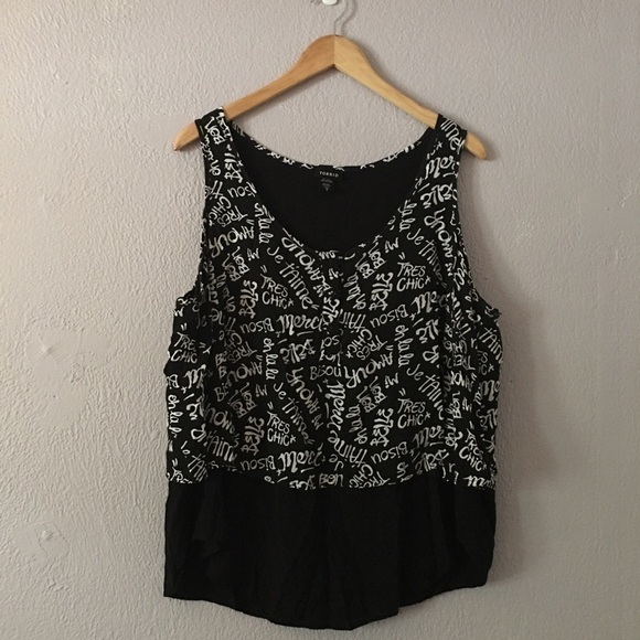 Torrid French Graffiti Challis Tank Top Size 2X - Picture 3 of 5